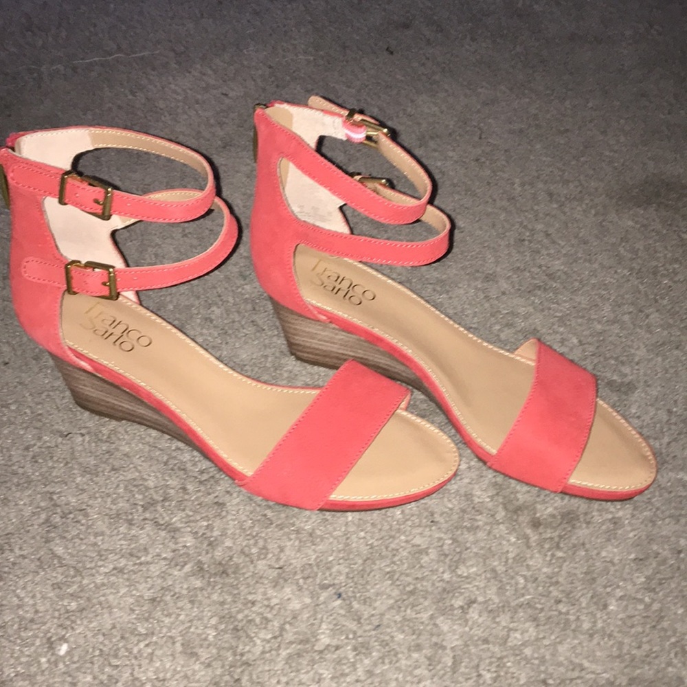 Franco Sarto Coral/Orange Leather Sandals - 7.5